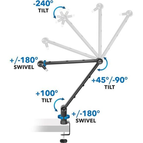 Adjustable Microphone Boom Arm [3/8’’ to 5/8’’ Screw Adapter] Suspension Scissor - Picture 5 of 6
